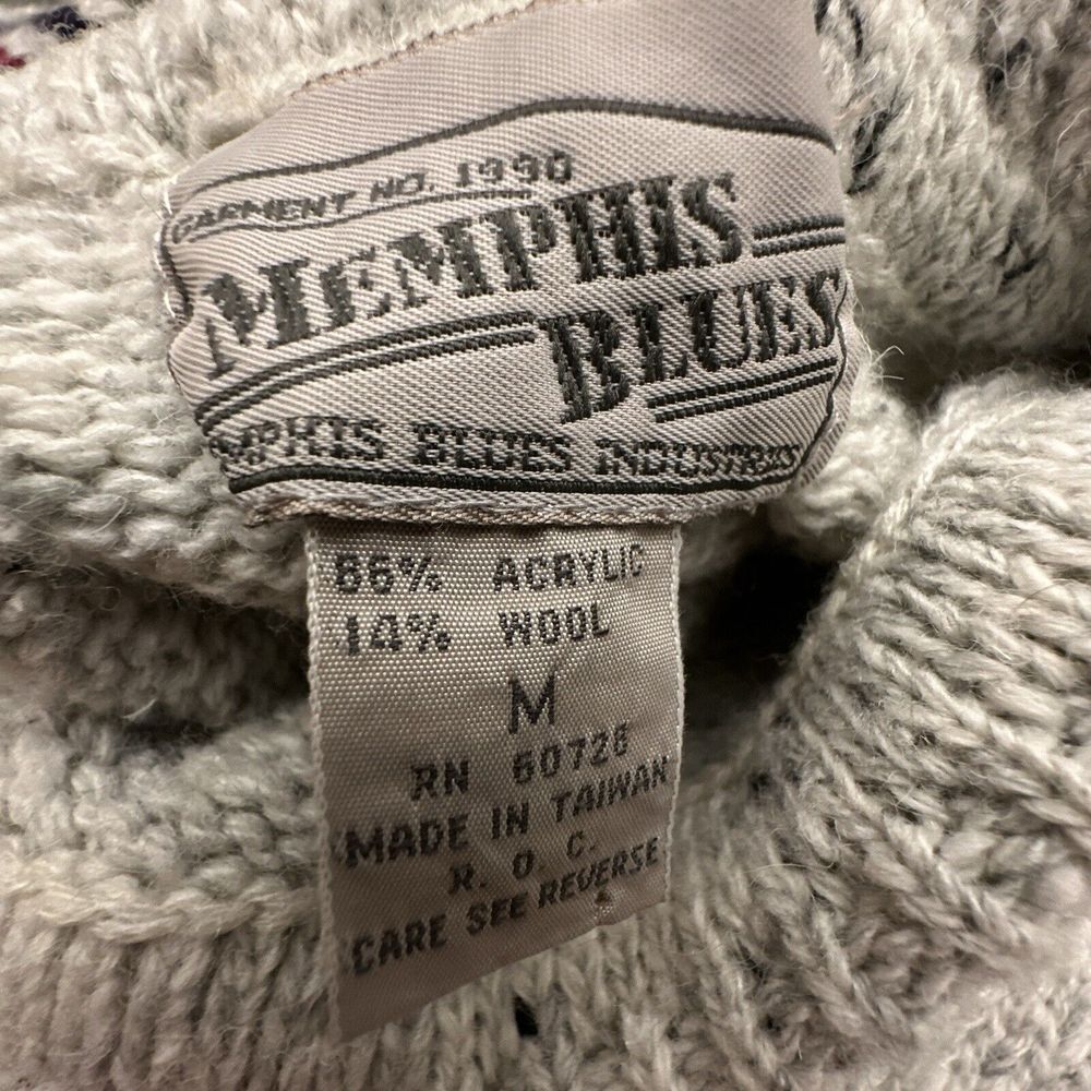 Vintage Memphis Blues Wool Blend‎ Sweater Women's Medium Off White Geometric - Picture 4 of 9
